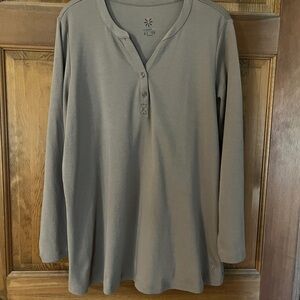 Isaac Mizrahi Live! Essentials Pima Cotton Swing Top Taupe size 1X